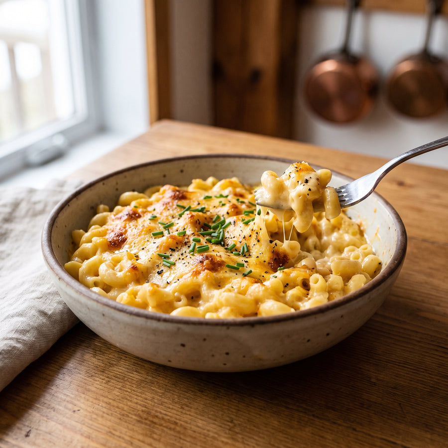 Mac'n cheese crémeux avec les pâtes Les Délicieuses