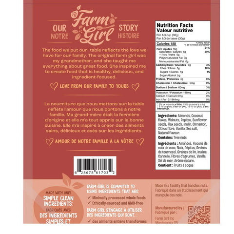 Farm Girl-Céréales keto mixte cannelle et érable CAISSE DE 12 - Keys Nutrition