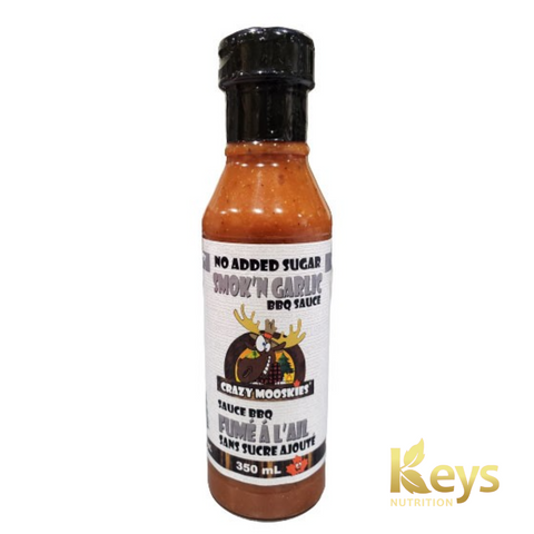 CRAZY MOOSKIES - Sauce BBQ Fumé À l'Ail 350ml - Keys Nutrition