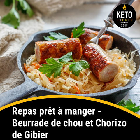 Repas prêt à manger - Beurrade de chou et Chorizo de Gibier BOÎTE DE 8 - Keys Nutrition