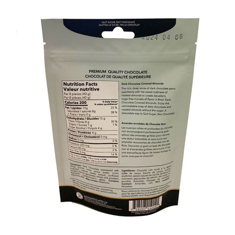 Ross Chocolates - Amandes enrobées de chocolat noir - Keys Nutrition