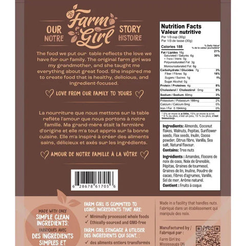 Farm Girl-Céréales chocolat à base de noix CAISSE DE 12 - Keys Nutrition