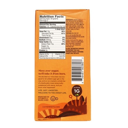 Lily's - Barre Chocolatée au lait et au caramel salé - Keys Nutrition