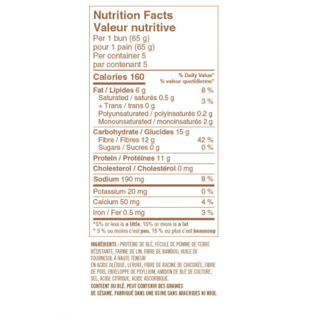 CARBONAUT - Pain Hamburger 315g 5/Sac 6/CAISSE - Keys Nutrition