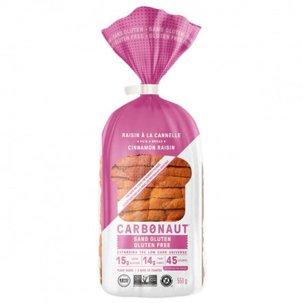 CARBONAUT - Pain raisin à la cannelle SANS GLUTEN 550g 8/CAISSE - Keys Nutrition