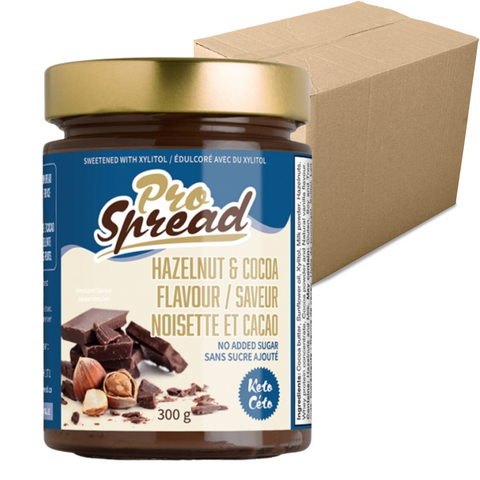 Pro Spread - CAISSE DE 12 Tartinades noisette et cacao 300g - Keto Québec - Keys Nutrition