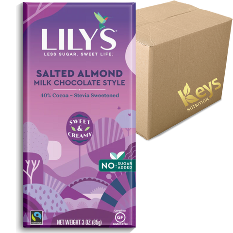 Lily's Amandes salés et chocolat au lait 85g CAISSE DE 20 - Keys Nutrition
