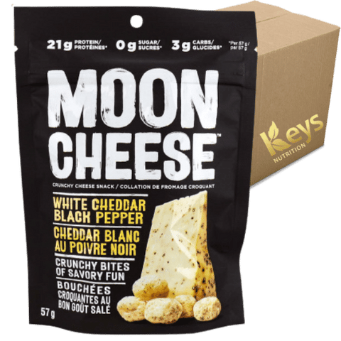 Moon Cheese - Cheddar Blanc et Poivre Noir 57g CAISSE DE 12 - Keys Nutrition