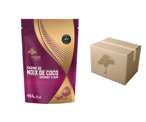 KEYS NUTRITION (Marque 100% Québécoise) Farine de noix de coco 454g CAISSE DE 12 - Keto Québec||KEYS NUTRITION (Brand 100% Quebec) coconut flour 454g FUND 12 - Keto Quebec KEYS NUTRITION ESSENTIELS