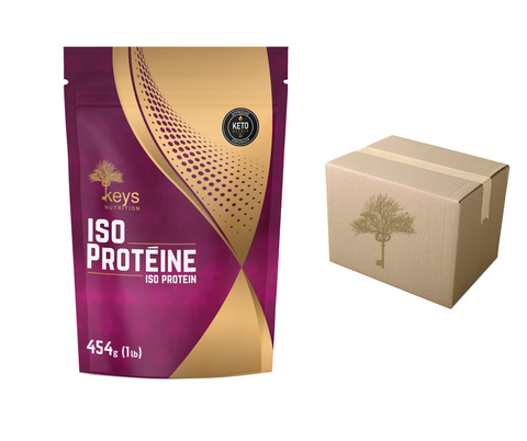 KEYS NUTRITION (Marque 100% Québécoise) Iso Protéine 454g CAISSE DE 12 UNITÉS- Keto Québec||KEYS NUTRITION (Brand 100% Quebec) Iso Protein 454g FUND 12 units- Keto Quebec KEYS NUTRITION ESSENTIELS