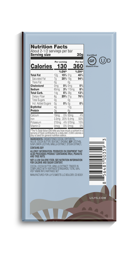 Lily's - Très noir au sel de mer 70% - Keys Nutrition