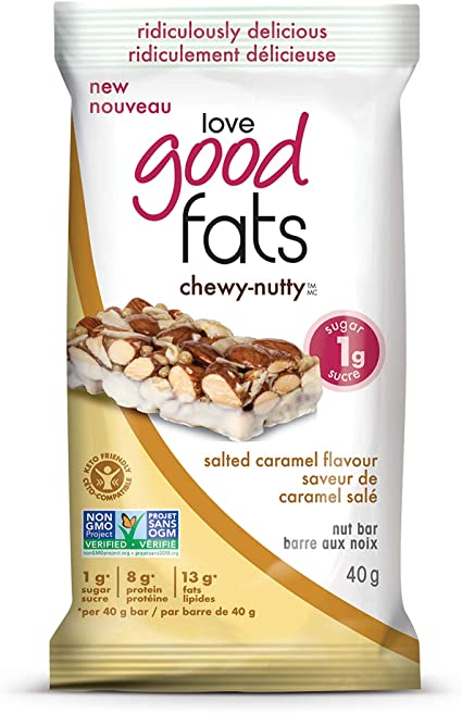 Love Good Fats - Barre aux noix saveur de Caramel salé 40g - Keys Nutrition