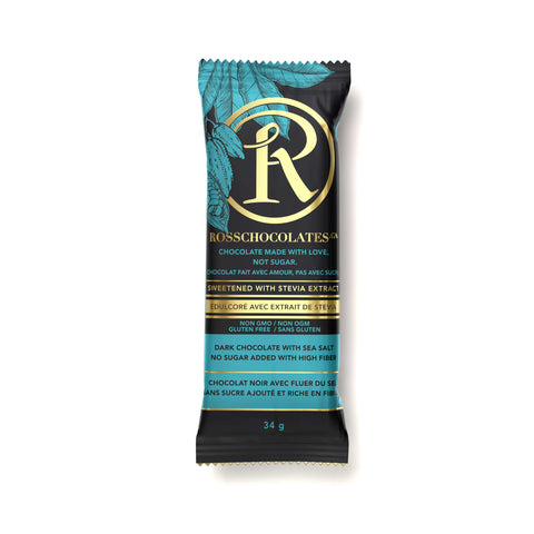 Ross Chocolates - Barre de chocolat noir au sel marin - Keto Québec||Ross Chocolates - dark chocolate bar with sea salt - Keto Quebec ROSS CHOCOLATES