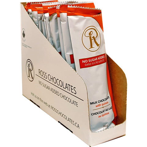 Ross Chocolates - Barre de chocolat au lait Quinoa - CAISSE ||Ross Chocolates - Milk Chocolate Bar Quinoa - BOX ROSS CHOCOLATES