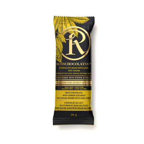 Ross Chocolates - Barre de chocolat Noix de coco et citron - Keto Québec - Keys Nutrition