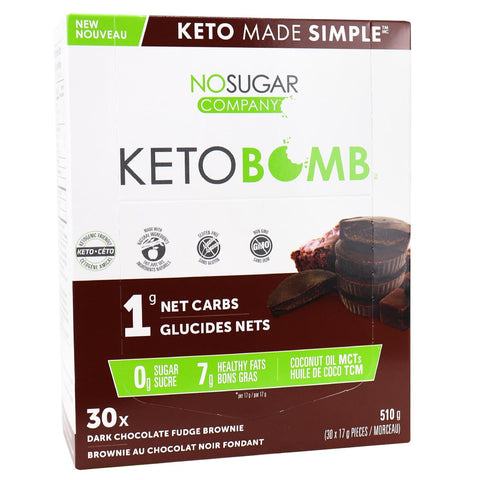 NO SUGAR COMPANY - KETO BOMB Brownie au Chocolat Noir Fondant 170g(10x17g)(CAISSE DE 10) - Keys Nutrition