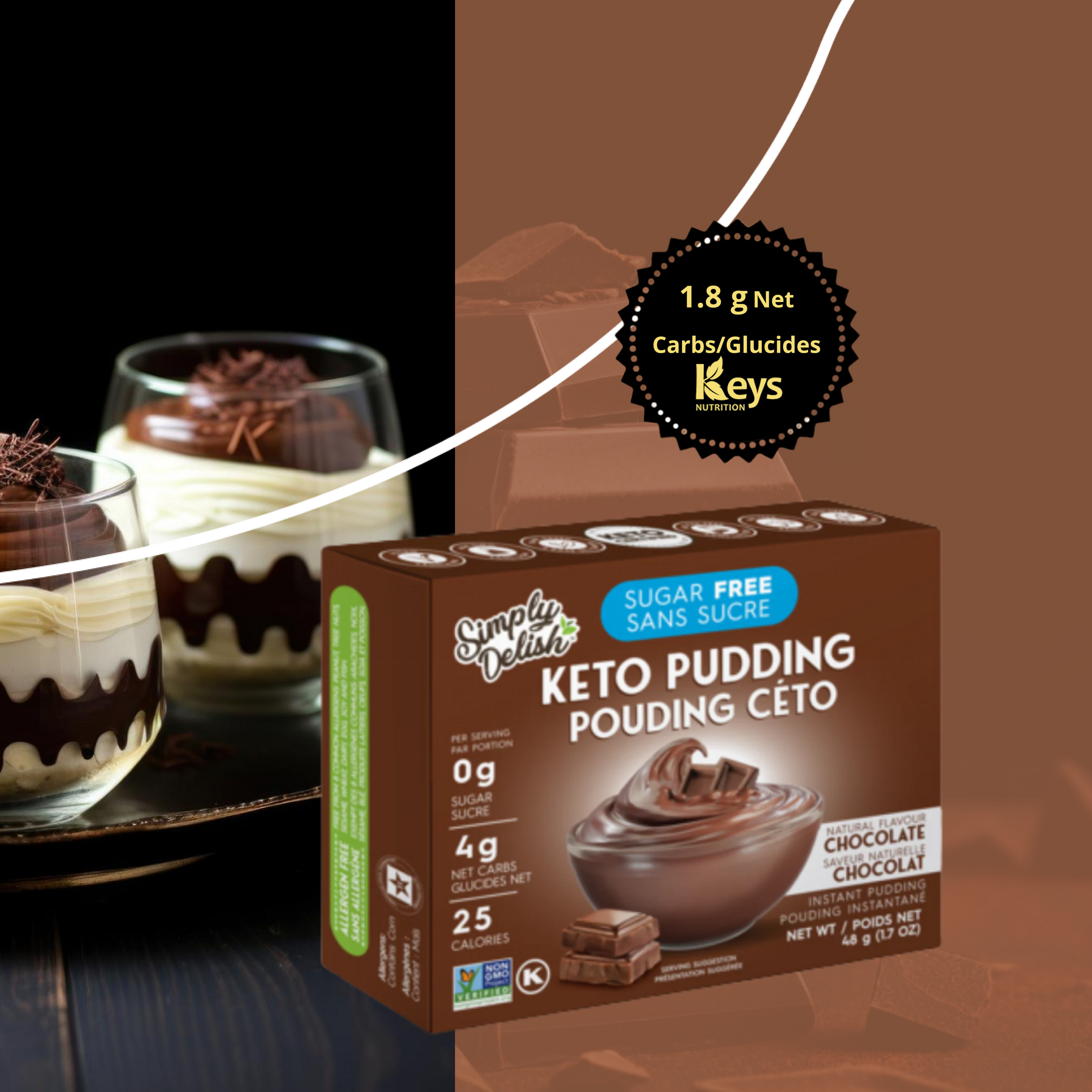 Coupes de pudding au chocolat chia végétalien||Vegan chocolate chia pudding cups Keys Nutrition