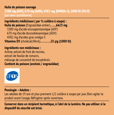 Vitoli - Oméga-3 liquide enrichis en AEP saveur ORANGE - Keys Nutrition