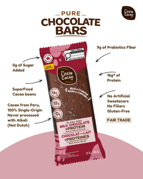 The Little Cacao - Barre protéinée chocolat au lait 70g