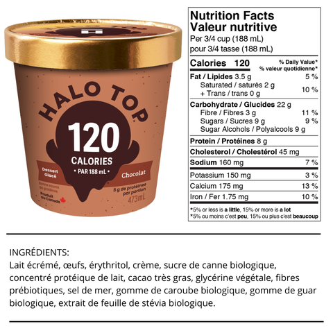 Halo Top - Crème glacée Faible en glucide - Caisse de 8 473ml