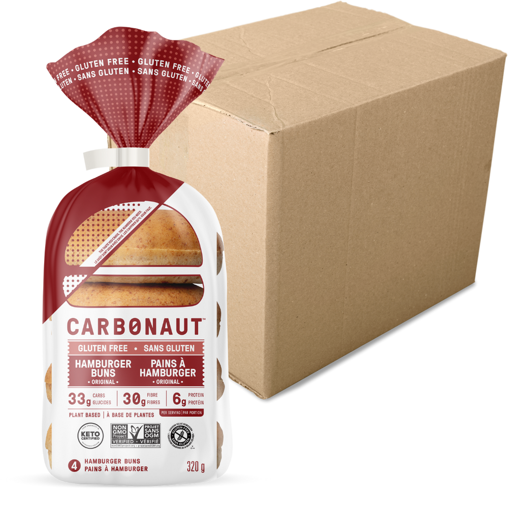 CARBONAUT - Pains Hamburger sans gluten 320g CAISSE DE 6 ||Low Carb GLUTEN FREE Original Hamburger Buns 320g - CASE OF 6 CARBONAUT