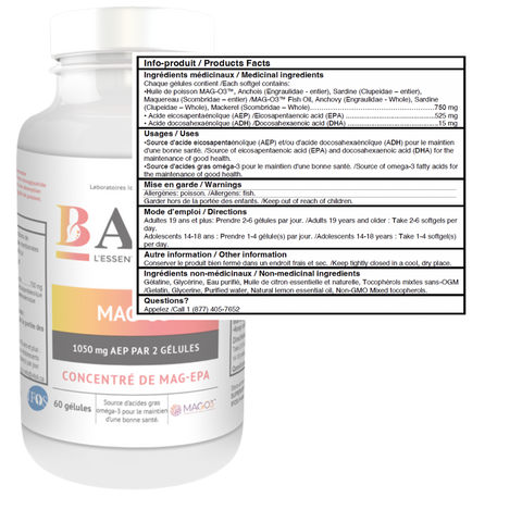 VITOLI - BASE MAG-O3™ CONCENTRÉ EN EPA 60 GÉLULES