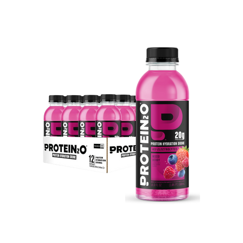 Protein2o - Eau infusée de protéines - Aux baies + Electrolytes - CAISSE DE 12 - Keys Nutrition