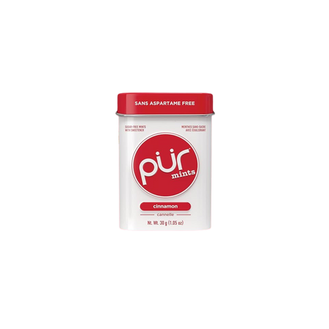 PUR – 30 menthes sans aspartame, fabriquées avec du xylitol, sans sucre, végétalien, sans gluten et adaptées pour un régime cétogène, menthes naturelles aromatisées à la cannelle