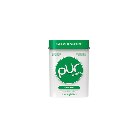 PUR – 30 menthes sans aspartame, fabriquées avec du xylitol, sans sucre, végétalien, sans gluten et adaptées pour un régime cétogène, menthes naturelles aromatisées à la menthe verte