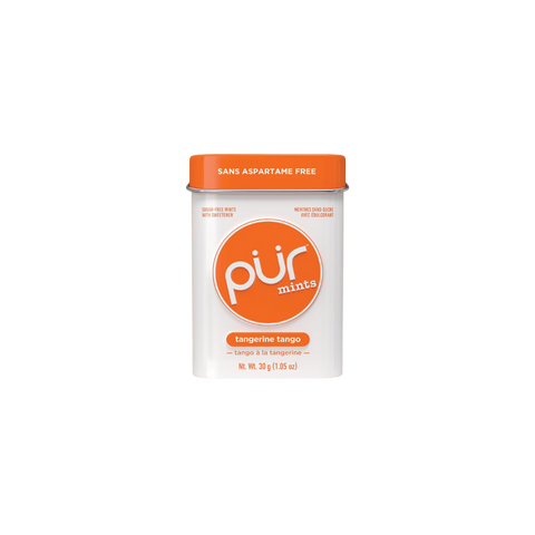 PUR – 30 menthes sans aspartame, fabriquées avec du xylitol, sans sucre, végétalien, sans gluten et adaptées pour un régime cétogène, menthes naturelles aromatisées à la mandarine tango