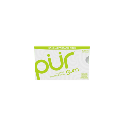 PUR Gomme à mâcher, sans aspartame, sans sucre, 100 % xylitol, gomme à mâcher naturelle, sans OGM, végétalien