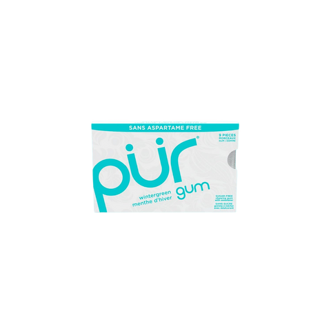 PUR Gomme à mâcher, sans aspartame, sans sucre, 100 % xylitol, gomme à mâcher naturelle, sans OGM, végétalien