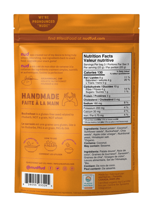 Nud Fud Craquelins De Patates douce 66g||Nud Fud Sweet Potatos Crackers 66g NUD FUD