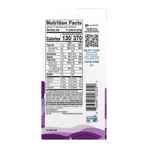 Lily's - Barre chocolatée au lait Amandes salés 85g CAISSE DE 20