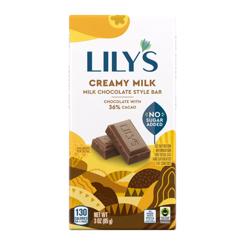 Lily's - Barre chocolatée au Lait crémeux 85g CAISSE DE 20