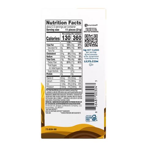 Lily's - Barre chocolatée au Lait crémeux 85g CAISSE DE 20
