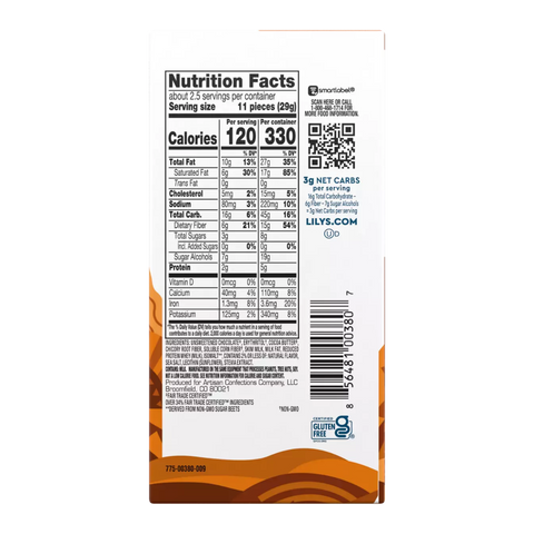 Lily's - Barre Chocolatée au lait caramel salé 79g CAISSE DE 20