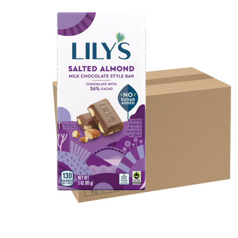 Lily's - Barre chocolatée au lait Amandes salés 85g CAISSE DE 20