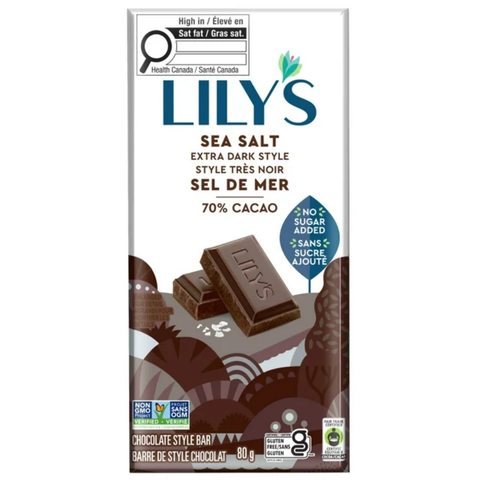 Lily's - Barre chocolatée noir 70% et sel de mer 79g CAISSE DE 20
