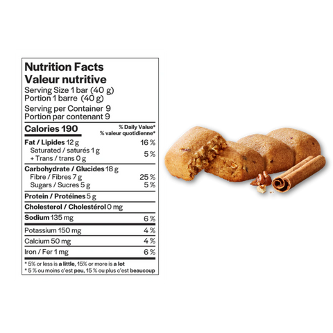 Barre moelleuse cannelle et pacanes valeur nutritive