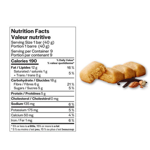 Barre moelleuse vanille et amande valeur nutritive
