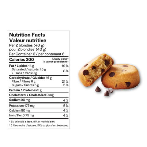 Blondie pépites de chocolat valeur nutritive