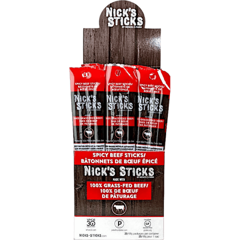NICK'S STICKS - Bâtonnets de bœuf nourri à l'herbe Épicé 48g - Keys Nutrition