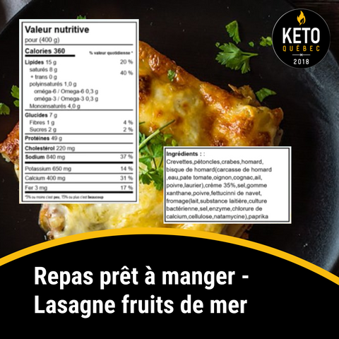 Repas prêt à manger - Lasagne fruits de mer BOÎTE DE 8 KEYS NUTRITION PRÊT À MANGER