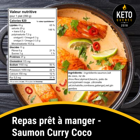 Repas prêt à manger - Saumon Curry Coco BOÎTE DE 8 KEYS NUTRITION PRÊT À MANGER