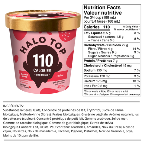 Halo Top - Crème glacée Faible en glucide - Caisse de 8 473ml