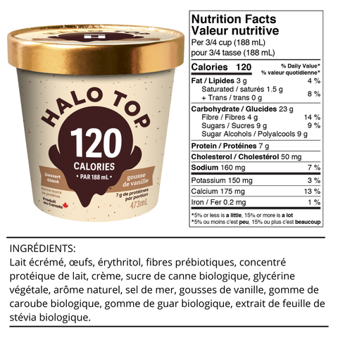 Halo Top - Crème glacée Faible en glucide - Caisse de 8 473ml