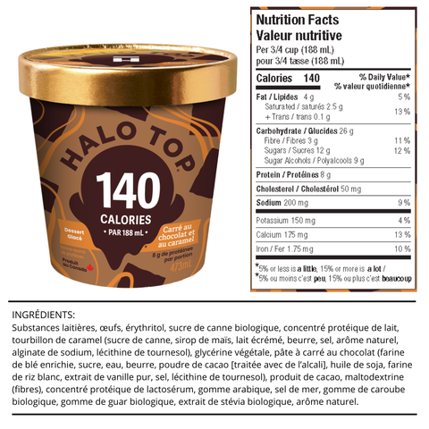Halo Top - Crème glacée Faible en glucide - Caisse de 8 473ml