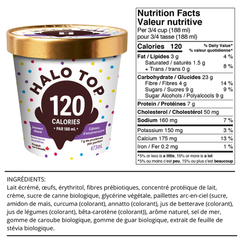 Halo Top - Crème glacée Faible en glucide - Caisse de 8 473ml