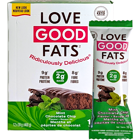 Love Good Fats - Barre aux noix saveur menthe chocolatée 40g - Keys Nutrition